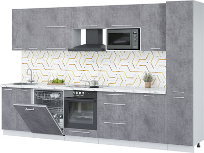 Кухонный гарнитур Interline Пластик 3.3-ПМ2  (оксид темный/оксид темный/белый гранит)