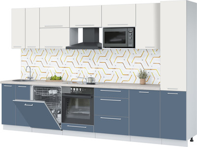 Кухонный гарнитур Interline Пластик 3.3-ПМ2  (арктический/зефирный/травертин серый)