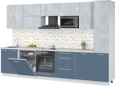 Кухонный гарнитур Interline Пластик 3.3-ПМ2  (арктический/оксид светлый/травертин серый)
