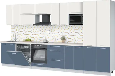 Кухонный гарнитур Interline Пластик 3.8-ПМ2  (арктический/зефирный/травертин серый)
