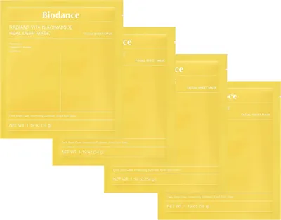 Набор масок для лица Biodance Radiant Vita Niacinamide Real Deep Mask (4x34г)
