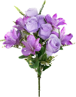 Искусственный букет KlrBy Розы и альстромерии / СН18сирень