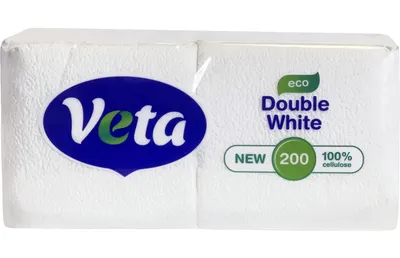 Бумажные салфетки Veta Double White eco (200шт)