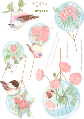 Наклейка на стену Sima-Land Цветочные шарики с птицами 10249747