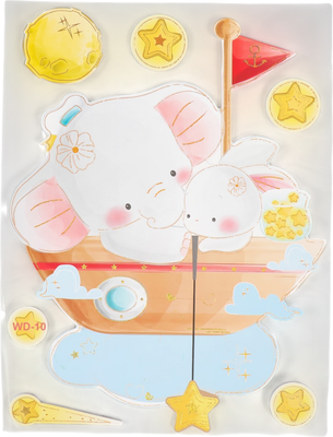 Наклейка на стену Sima-Land Слоник и зайчик на воздушном кораблике 9709636