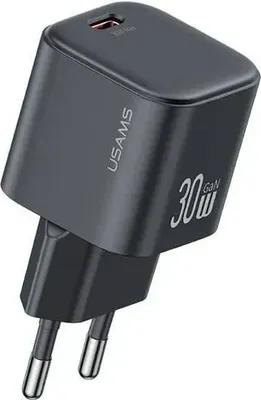 Адаптер питания сетевой Usams 30W GaN Mini Fast Charger / CC262TC01 (черный)