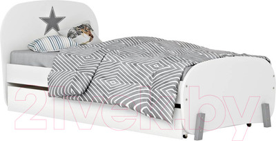 Односпальная кровать Polini Kids Mirum 1915 с ящиком (белый)