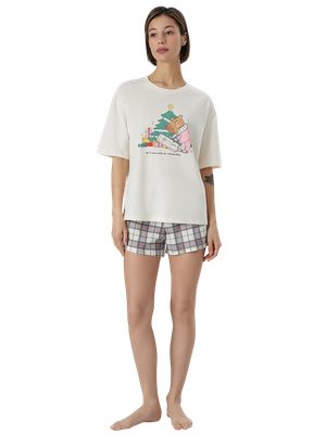 Пижама Mark Formelle 592591 (р.164/170-92-98, молочный/клетка на молочном)