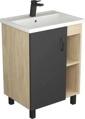 Тумба с умывальником Uncoria Дора 70 + Kirovit Фостер 70 (дуб сонома/графит)