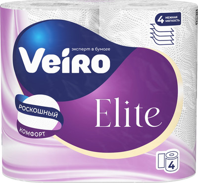 Туалетная бумага Veiro Elite 4х слойная (4рул, белый)