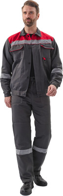 Костюм рабочий УРСУС Легион КОС819-Т.СЕРЫЙ/КРАСНЫЙ (темно-серый/красный, 44-46/182-188)