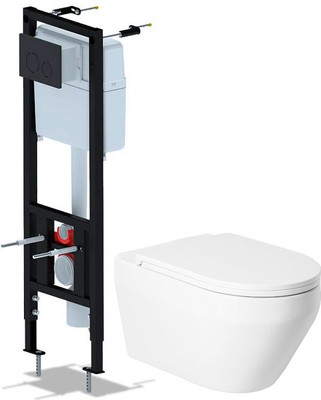 Унитаз подвесной с инсталляцией Saniteco KW-9009W + Ани Пласт WCP4133