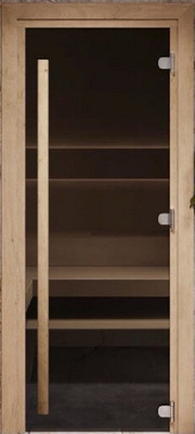 Стеклянная дверь для бани/сауны COOPER Стандарт 200х80 с вертикальной ручкой (бронза)