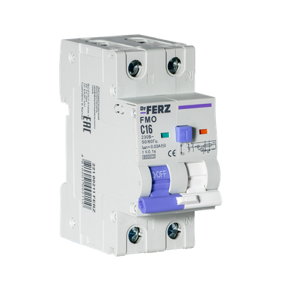 Дифференциальный автомат Dr.Ferz FMO-EL-1P+N 16A 30mA 6kA AC C 2M / 22100211FERZ