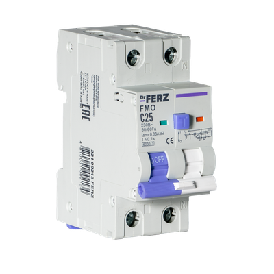 Дифференциальный автомат Dr.Ferz FMO-EL-1P+N 25A 30mA 6kA AC C 2M / 22100213FERZ