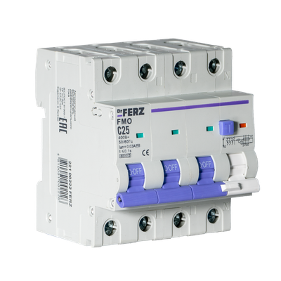 Дифференциальный автомат Dr.Ferz FMO-EL-3P+N 25A 30mA 6kA AC C 4M / 22100222FERZ