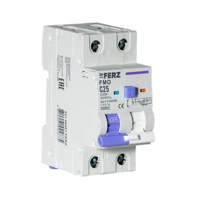 Дифференциальный автомат Dr.Ferz FMO-EM-1P+N 25A 30mA 10kA A C 2M / 22100287FERZ