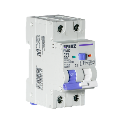 Дифференциальный автомат Dr.Ferz FMO-EM-1P+N 32A 30mA 10kA A C 2M / 22100288FERZ