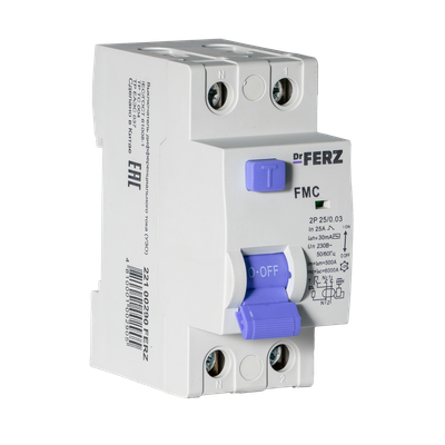 Устройство защитного отключения Dr.Ferz FMC-1P+N 25A 30mA 6kA AC 2M / 22100290FERZ