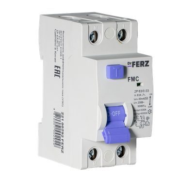Устройство защитного отключения Dr.Ferz FMC-1P+N 63A 30mA 6kA AC 2M / 22100292FERZ