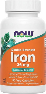 Минерал NOW Iron Double Strength 36mg (90 капсул)