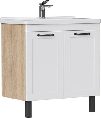 Тумба с умывальником EQUIL Lago 80.2D + Kirovit Фостер 80 (4640021064733) (напольная)