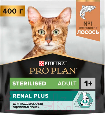 Сухой корм для кошек Pro Plan Sterilised с лососем (400г)
