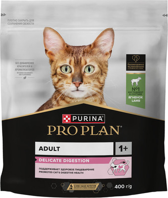 Сухой корм для кошек Pro Plan Delicate Optirenal с ягненком (400г)