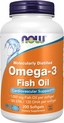 Жирные кислоты NOW Omega 3 1000mg (200 капсул)