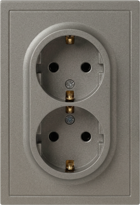 Розетка ЭРА Galaxy 15-2105-07 2X2P+E Schuko IP20 16А-250В / Б0070709 (титан)