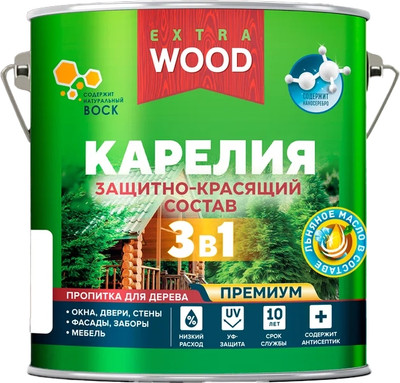 Защитно-декоративный состав Farbitex Wood Extra 3в1 Карелия (2.7л, красное дерево)