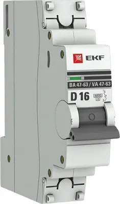Выключатель автоматический EKF 1P 16А (D) 6кА ВА 47-63 / mcb4763-6-1-16D-pro