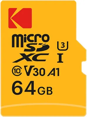 Карта памяти Kodak MicroSDXC 64GB UHS-I U3/V30/A1 / EKMSDM64GXCU3KWAY (с адаптером)