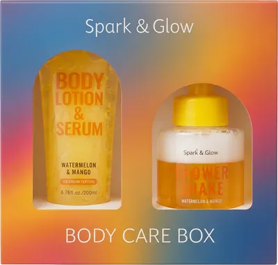 Набор косметики для тела Spark&Glow с ароматом арбуза и манго Гель для душа+Лосьон для тела (300мл+200мл)