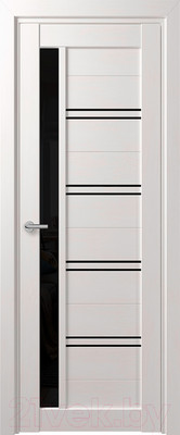 Дверь межкомнатная Deform D19 ДО 60x200 (дуб шале снежный/Lacobel черный)