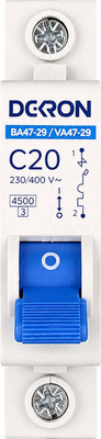 Выключатель автоматический DEKRON ВА47-29 1P С20A 4.5кА / mcb29-1-C20-dek