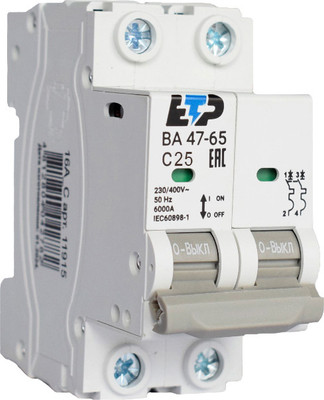 Выключатель автоматический ETP ВА 47-65 2Р 25А (C) 6кА / 11917