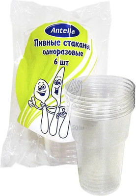 Набор одноразовых стаканов Антелла 500мл / 04079 (6шт, прозрачный)