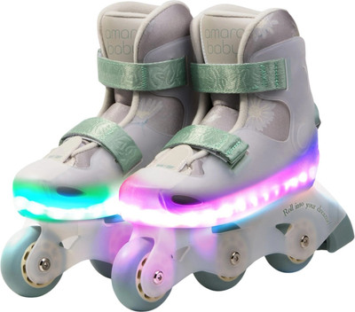 Роликовые коньки Amarobaby Wish AB25-35WH/0313-29 (бежевый/зеленый, р. 29-30)