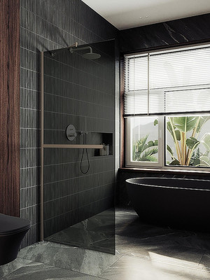 Душевая стенка MaybahGlass 69x195 / MGD-723-2ш (графитовое стекло/бронза)