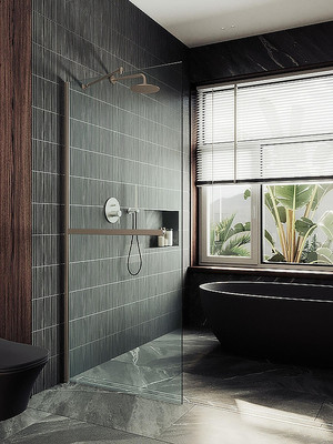 Душевая стенка MaybahGlass 99x195 / MGD-1418-2ш (прозрачное стекло/бронза)