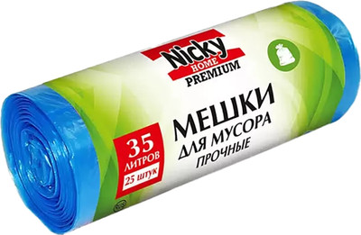 Пакеты для мусора Антелла Nicky Home Premium 10мкм 35л / 71667 (25шт)
