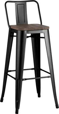 Стул барный Stool Group Tolix / KD YD-H675E-W KD LG-01 (черный глянцевый/темное дерево)
