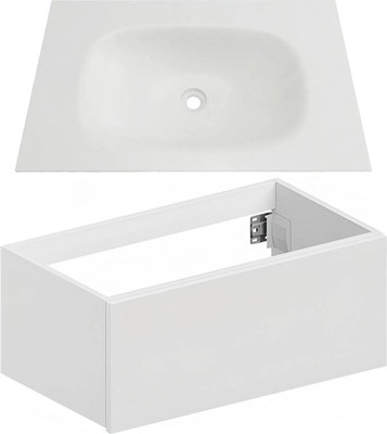 Тумба с умывальником ЗОВ Кито 70 / K70LW0MWM + Oliveeka Flow F70W (белый матовый)