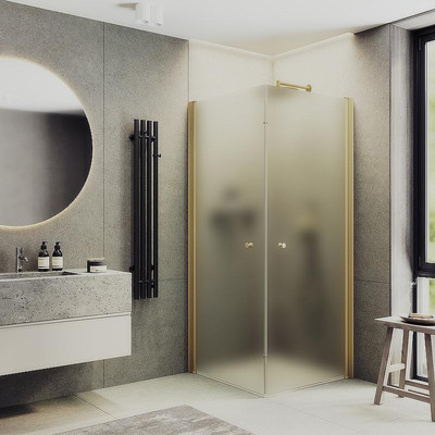 Душевой уголок MaybahGlass 80x80x198 / MGY-1293-3 (сатин стекло/золото)