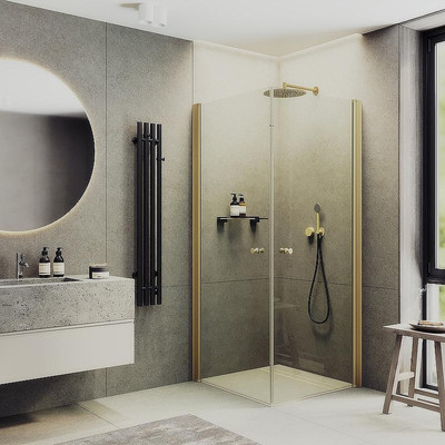 Душевой уголок MaybahGlass 90x90x198 / MGY-1292-3 (бесцветное стекло/золото)