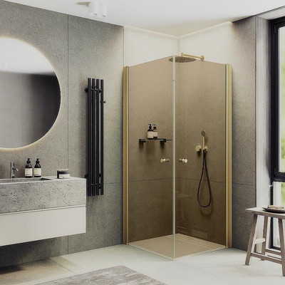 Душевой уголок MaybahGlass 90x90x198 / MGY-1302-3 (бронзовое стекло/золото)