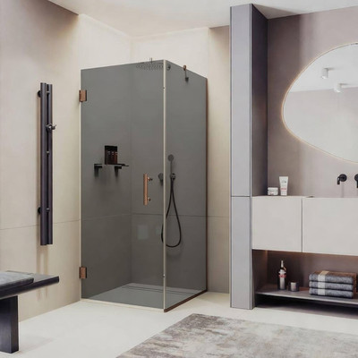 Душевой уголок MaybahGlass 90x90x195 / MGY-1308-2 (графитовое стекло/бронза)