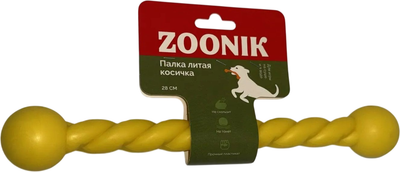 Игрушка для собак ZOONIK Палка литая косичка / 164222-35 (желтый)