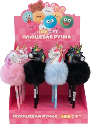 Набор шариковых ручек ILikeGift С помпоном Пушистый единорог K-DS66742 (16шт)